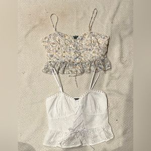 Floral print and white , floral size M white size Xs perfect condition